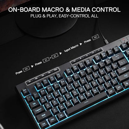 Redragon K516 Shiva TKL Wired RGB Membrane Gaming Keyboard, 87 Keys Mechanical-Feel Keyboard w/Smooth Linear Switch, On-Board Macro & Dedicated Multimedia Keys, 16.8M RGB Backlit, Software Supported - size: 87 Keys