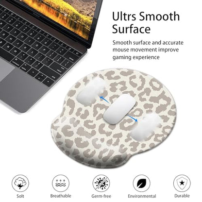 Mouse Pad Wrist Support,Ergonomic Mouse Pad with Wrist Rest,Comfortable Mousepad with Smooth Wrist Rest,Pain Relief Mouse Pads for Non-Slip Base,Computer,Laptop,Office & Home(Leopard Print) - color: Leopard Print