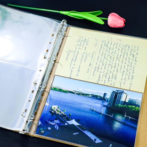Mogoostry A4 Clear Sheet Protectors 2 Pocket Binder Sleeves 20 Sheets 11 Holes Side Open Photo Album Refill Page Protector - color: 2-pocket