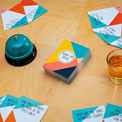 Turnt Up Trivia Card Game for Adults - Call Bell Game for Family and Friends - Bachelor and Birthday Party Trivia With 1.5 Oz Shot Glass (44 Ml)
