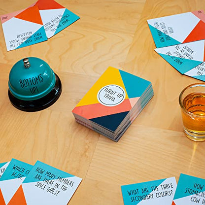 Turnt Up Trivia Card Game for Adults - Call Bell Game for Family and Friends - Bachelor and Birthday Party Trivia With 1.5 Oz Shot Glass (44 Ml)
