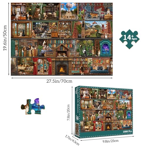 HUADADA Puzzles for Adults 1000 Pieces,Dog Theater Difficult Puzzles for Adults,1000 Piece Puzzle for Adults ‌Family Interactive Game Gift - color: Dog Theater Difficult