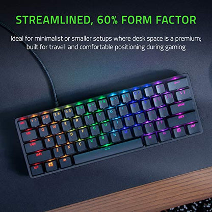 Razer Huntsman Mini 60% Gaming Keyboard: Clicky Optical Switches - Aluminum Top Frame - Chroma RGB Lighting - PBT Keycaps - Onboard Memory - Snap Tap - Black