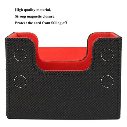 AEGIS GUARDIAN Card Deck Box for MTG, Commander Deck Box Hold 120+ Sleeved Cards, Leather Strong Magnet Card Deck Case Holder for Magic Cards TCG CCG, Red Inner - color: 1-1