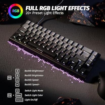 ATTACK SHARK X68 HE RT Mechanical Gaming Keyboard 60% Wired TKL-Moonlight | Adjustable Actuation,Hall Effect Magnetic Switch,8KHz Polling Rate,RGB Backlit,Top Mount,Side Printed Keycap for PC Mac Gamer - color: Moonlight, size: Keyboard