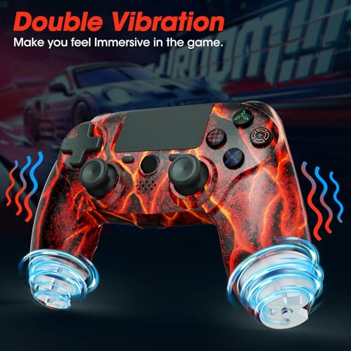 citnh Wireless Controller for PS4,compatible with ps4/slim/pro and windows pc 6-Axis Gyro/Multi Touch Pad/3.5mm Audio Jack/800mAh Battery and Speaker (Magma Red) - color: Red