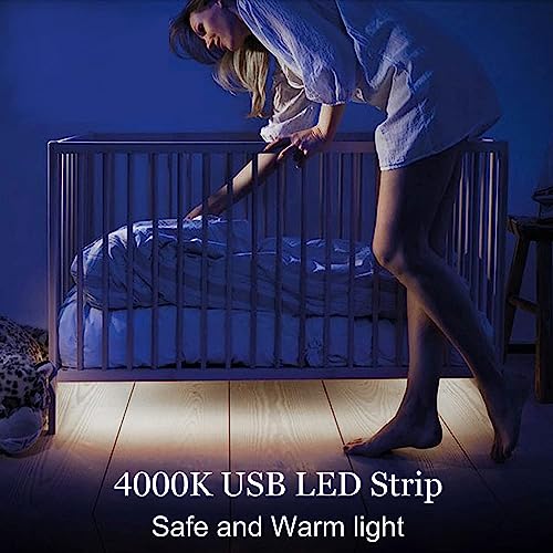 4.9ft LED Strip Lights Dimmable, 5V Daylight Plug in Sticky Rope Lighting | Soft Dotless COB String, Flexible and Cuttable, CRI 90, USB Tape for TV Backlight, Cabinet, Mirror, Bedroom, Computer, DIY - size: 4.92ft-4000K-USB Dimmer