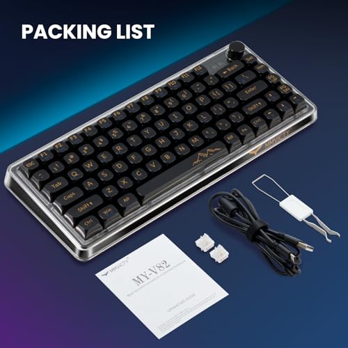 75% Hot‑Swappable Tri‑Mode Mechanical Keyboard, Wireless Bluetooth 5.0 2.4G USB‑C Gaming Keyboard with Volume Knob, Pre‑Lubed Linear Switch, RGB Backlit Metal Shell Compact Keyboard for PC Mac Gamers - color: Black