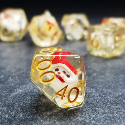 Sage's Portal Familiars and Reagents Resin DND Dice Set Polyhedral Dice Set for Dungeons and Dragons RPG Tabletop TTRPG (Jolly Santa) - color: Jolly Santa