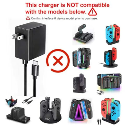 2 Pack Charger for Nintendo Switch,USB-C Fast Wall Charging Block with 6ft Cable,Wall & Travel Charger Adapter for Switch,Steam,ROG Ally