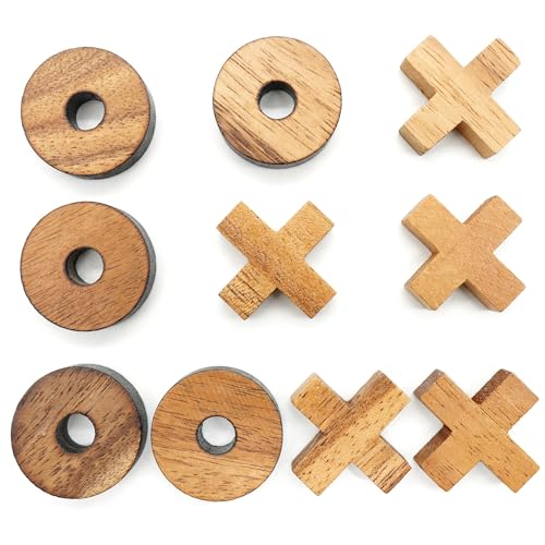 BSIRI Tic Tac Toe Wooden Board Games (Only X-O Pieces)- Unique Gifts, Fun Gifts for Adults and Use as Living Room Rustic Table Decor Ideal for Coffee Table Decor - style: Only X-O Pieces