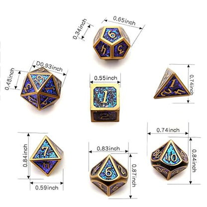 Metal Dice Set D&D Dragon and Dungeon Polyhedral Metal Dice, Punk Style Role-Play RPG Explorer MTG Pioneer Game DND Dice Set (7 Pieces) - color: Black2