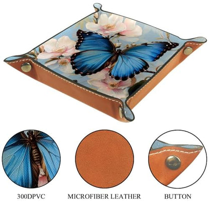 Blue Butterfly on Blossom Dice Tray Dice Rolling Tray Folding Dice Holder for Dice Games, Like RPG, DND and Other Table Games - color: Multi 15