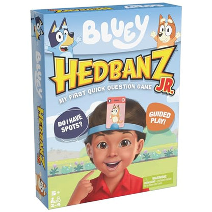 Spin Master Games, Bluey Hedbanz Jr., Picture Guessing Card Game, Includes Illustrations from Bluey, Easy to Play for Family & Kids, 2-4 Players, for Ages 5 & Up - style: Bluey Hedbanz Jr