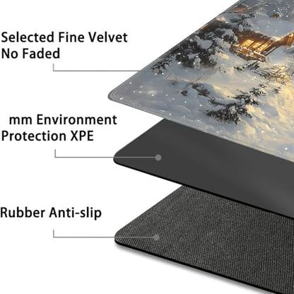 for MTG Game Playmat - 24 x 14 inches with Dices and Storage Bags, Non-Slip Base for TCG and Board Game Card Mats, Trading Card Games Mat, Train in The Snow Pattern Collectible Card Playmats - color: Jv-playmat-p7-1-h228
