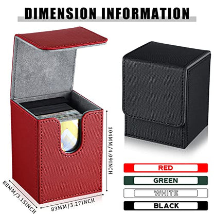 Yookeer 4 Pieces Leather Deck Card Boxes Cards Deck Game Box for Collectible Playing Card Box Compatible with MTG Commander(Black, White, Red, Green,Vertical) - color: Black, White, Red, Green, style: Vertical