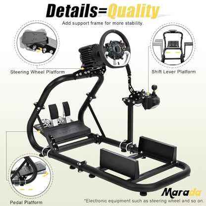 Marada Steering Wheel Simulator Cockpit Upgrade Fit for Fanatec, for PXN, for Thrustmaster, for Logitech G25 G27 G29 G920 Stable Racing Stand Adjustable Frame, Wheel Pedal Shifter and Seat Not Include