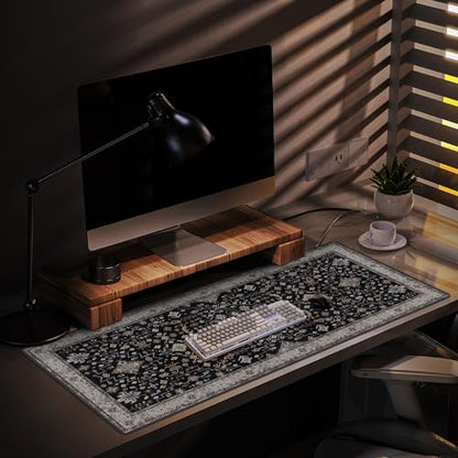 Baziabbo Black Desk Mat,XXL Extended Large Mouse Pad,Gaming Mousepad with Stitched Edge,Non-Slip Rubber Base Keyboard Desk Pad for Home Office Study Game (Black) - color: Black