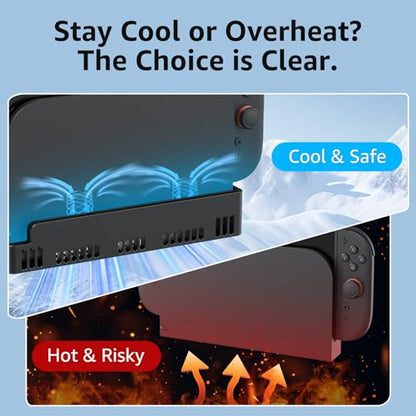 JEMDO Switch 2 Dock Cooling Fan, Dual Fans Silent Cooling Base with 7 Game Card Slots, 3D Printed Design, Front Airflow Heat Dissipation Stand, USB Powered Quiet Cooling for Nintendo Switch 2 Dock