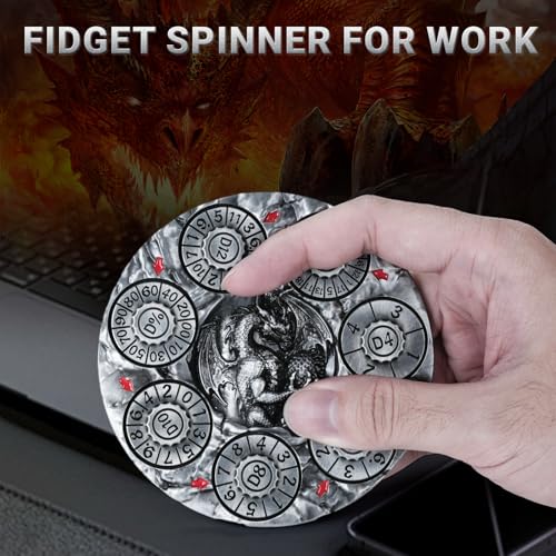Spinner DND Dice,Metal D&D Dice Set with Gift Box for Role Playing Games | Ideal Present For Gamers DM,Solid Metal Material, Heavy Hand Feel, Wear-Resistant And Long Service Life,Ancient Nickel - color: Ancient Nickel
