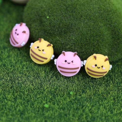 Switch Joycon Thumb Grips Caps, 4 PCS Cute Kawaii 3D Silicone Analog Thumbstick Button Cover Compatible with Nintendo Switch Lite/OLED Joystick Caps (Pink+Yellow Bee) - color: Pink+Yellow Bee