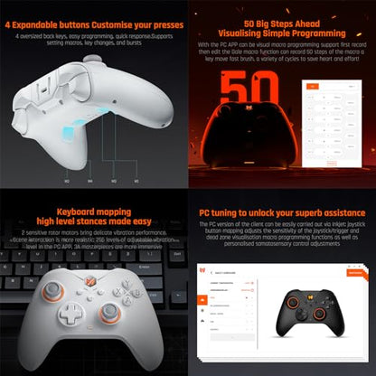 Black Shark BIGBIG WON Gale Wireless Controllers - Motion Aiming, Hall Trigger, 4 Custom Buttons - PC/iOS/Android Gaming Controller with Charging Dock - color: C.GaleSet White