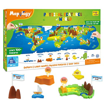 Imagimake Mapology Physical Features | World Map for Kids | 3D Puzzles for Ages 8-10 | Educational Toys for Kids 8-12 | Gifts for Boys & Girls 8-12 | Building Toys Gift for Birthday and Summer - style: Physical Features of the World