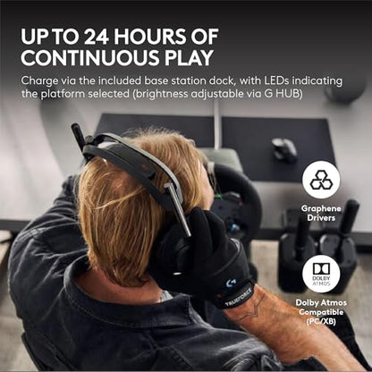 Logitech G Astro A50 X Multi-Platform Wireless Gaming Headset + Base Station for PS5/Xbox/PC: PLAYSYNC Video & Audio Switcher, HDMI 2.1 4K 120Hz VRR, <24bit/48kHz, 24hr Battery, 2.4GHz & BT - Black - color: Black, style: PLAYSYNC Video & Audio