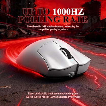 MAMBASNAKE Attack Shark V3 PRO 62g Superlight Wireless Gaming Mouse,RGB Magnetic Charging Dock,BK52820 Tri-Mode BT/2.4G Wireless/Wired Mouse,25000DPI,500mAh,5 Programmable Buttons for Pc/Mac,White - color: White