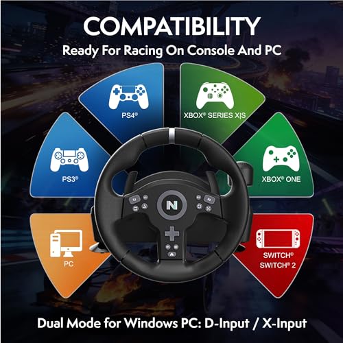 Nitho Drive Pro V200 PC Gaming Racing Wheel with Pedals and Shifter, Steering Wheel Compatible with PC, PS4, Switch 2/Switch, Xbox Series X|S and Xbox One, 270° Car Driving Simulator with Vibration - color: Drive Pro V200