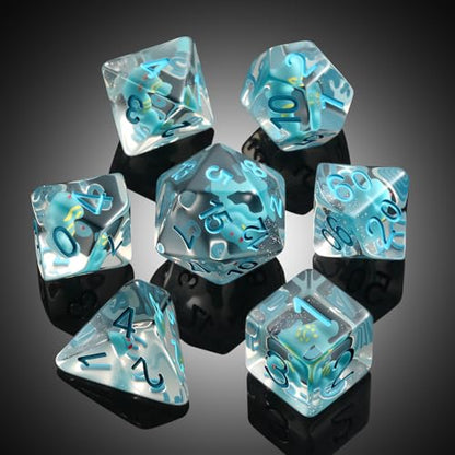 Chameleon D&D Dice Set, DNDND 7PCS Resin Dice Set with Velvet Bag for Dungeons and Dragons Role Playing Games and Tabletop Games（Chameleon - color: Chameleon