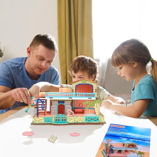 3D Wooden Puzzle,57Pcs House Model for Teens & Kids 8+,Simple Packaging | Compact 3D Architectural Model,for Parent-child Play,Classroom Rewards.Moderate Difficulty,Fun Building Activity for Ages 8+