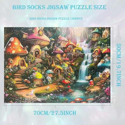 Mushroom Castle 1000 Piece Puzzle for Adults,Mushroom Garden Waterfall Puzzles for Adults 1000 Pieces,Challenging and Hard Difficult Mosaic Jigsaw Puzzles Toy Games 1000Pieces 27.5 X 19.7inch - color: Mushroom Castle