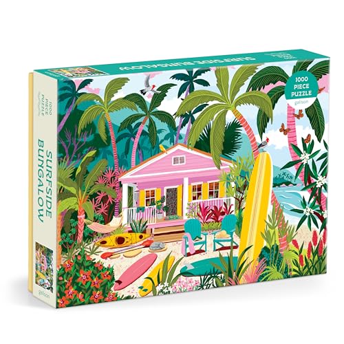 Galison - Surfside Bungalow 1000 Piece Jigsaw Puzzle for Adults | Illustration by Julia Cornelius, Beach, Costal, Ocean, Summer, Challenging, Recycled Paper, No Dust, Finished Size 27" x 20"
