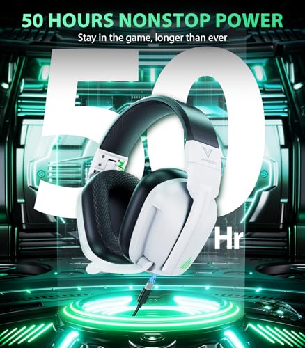 Wireless Gaming Headset for PS5, PS4 & PC, 20ms Ultra-Low Latency, 2.4GHz USB & BT 5.4, Noise Canceling Mic, 50H Battery, Compatible with Switch, Mac & Mobile, Ideal for Fortnite & Call of Duty - color: White/Black