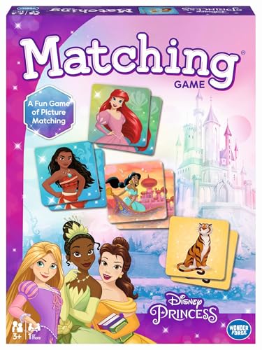 Wonder Forge Disney Princess Matching Game - Fun Memory Game for Kids Ages 3 and Up - Toddler Learning Toy Featuring Belle, Ariel, and Elsa and More Disney Princesses - Packaging May Vary - size: 1.5 inches x 8 inches x 10.5 inches, style: New Packaging