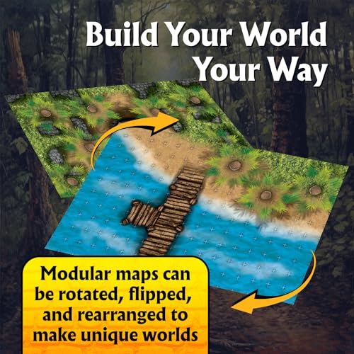 Arcknight The Uncharted Isles Roleplaying Battlemaps; 16 Modular RPG Maps in 8 Double-Sided Pages, 1" Square Grid, Modular & Versatile Design for Tabletop Gaming - for Dungeons & Dragons & Pathfinder - style: Uncharted Isles