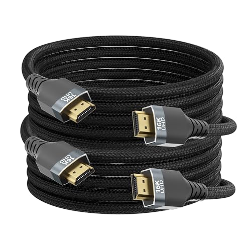 2PACK 16.5FT 96Gbps Ultra High Speed HDMI 2.2 Cables,Gold-Plated Connectors,Supports 16K@60Hz,8K@120Hz,4K@240/480Hz,Dynamic HDR10+,3D,eARC,DTS:X,HDCP 2.1,Compatible with PS5,Xbox,Gaming PC, - size: 16.5FT+16.5FT