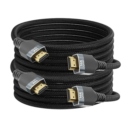 2PACK 16.5FT 96Gbps Ultra High Speed HDMI 2.2 Cables,Gold-Plated Connectors,Supports 16K@60Hz,8K@120Hz,4K@240/480Hz,Dynamic HDR10+,3D,eARC,DTS:X,HDCP 2.1,Compatible with PS5,Xbox,Gaming PC, - size: 16.5FT+16.5FT