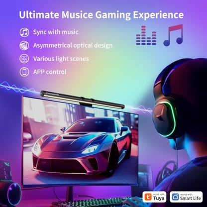 RGB Monitor Light Bar, 16.54'' USB LED Desk Lamp,Home Office Gaming | No Glare Eye-Care Dual Light Reading Screen Lamp,Ra95 Computer Lamp Work with Alexa and Google Assistant - style: RGB Backlight