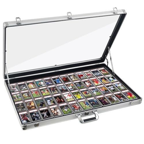 Card Display Case Aluminum Trade Show Display Case Large Portable Trading with Lock for Collectibles, Sports Cards. 34IN x 22IN - Silver - size: 34"X 22'-Silver