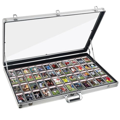 Card Display Case Aluminum Trade Show Display Case Large Portable Trading with Lock for Collectibles, Sports Cards. 34IN x 22IN - Silver - size: 34"X 22'-Silver