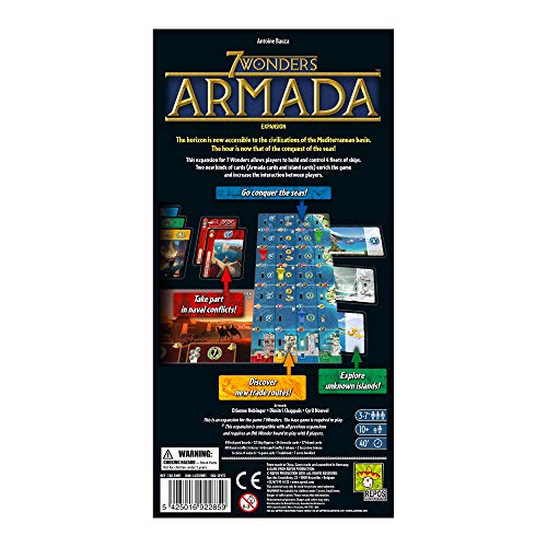Asmodee 7 Wonders Armada Expansion - Naval Warfare and Enhanced Player Interaction, Strategy Game for Kids & Adults, Ages 10+, 3-7 Players, 40 Minute Playtime | Command powerful fleets and explore new islands in this epic expansion. Ages 10+, 3-7 Players,