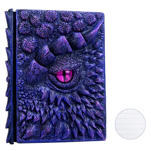 3D Dragon Eye Embossed Journal,Resin Engraving Notebook,Dnd notebook for Dragon Lovers ，Blank Paper,Hardcover Travel Notepad for Writing,Sketchbook,Collection,Gift,Decoration A4 and A5 Size (A5-Dark Purple-Lined) - color: A5-Dark Purple-Lined