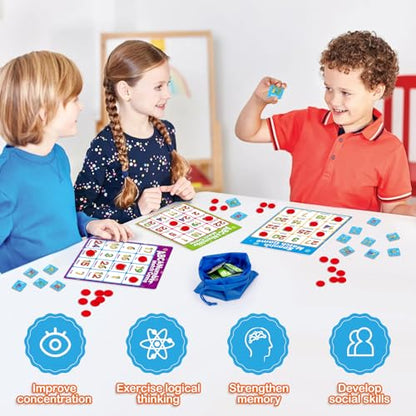 Quilinz Alphabet Bingo Game,Letter/Number/Sight Word Bingo Game for Kids,ABC and 123 Bingo Board Games for Kids 4-6,Alphabet Learning Toys for Kindergarten,Matching Game,Perfection Game for Kids - style: Alphabet Bingo