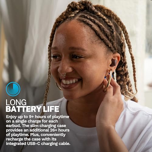 JLab Go Air Pop+ Tones True Wireless Earbuds, in Ear Bluetooth Headphones with Microphone, 35H Playtime, USB-C Charging Case, Dual Connect, EQ3 Sound, 4625 W - color: B-4625 W, style: Tones+