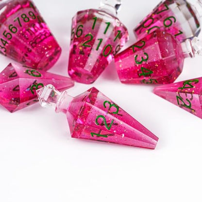 7PCS Potion DND Dice Set,Transparent Sharp Edge Dice Set D&D RPG Polyhedral Die,for Dungeons & Dragons, Pathfinder, and TTRPG Roleplaying Games.(Magenta) - color: Pink