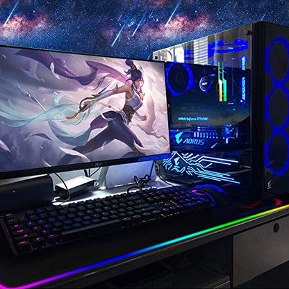 RGB Gaming Mouse Pad, Large Extended Glowing Led Mousepad with 15 Lighting Modes and USB,Smooth Surface Waterproof Gamer Mouse Mat for Gaming, Macbook, PC, Laptop, Desk 31.5 X 12 Inch (Red)