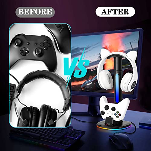 Controller Charger with RGB Headphone Stand for Xbox Series X|S/Elite 2/One/One X/One S/One Elite, XSX Controller Charger Station with 2 USB Port, Headset Stand for Xbox Charging Station Dock - size: Charger for Xbox