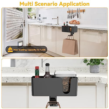 KDD 4 in 1 Desk Cup Holder - Clamp on Under Desk Headphone Hanger - Rotating Headphone Holder Detachable Pen Cup Holder Desktop Storage for Cup, Phone and Pen(Black) - color: Black
